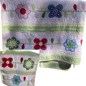 Pottery Barn Kids Twin Comforter and Euro Sham quilt and appliques